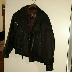 Vintage Leather Bomber-style Jacket